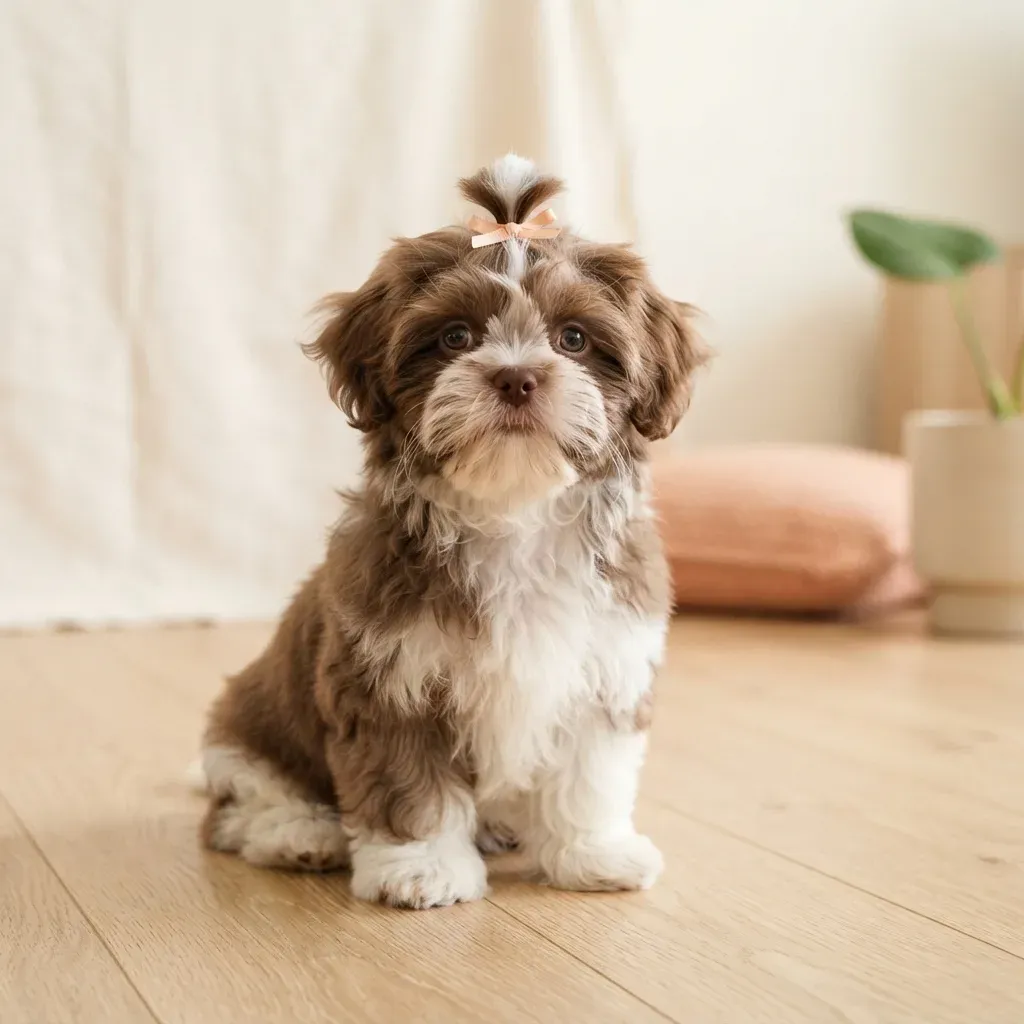 Liver and white female Shih Tzu puppy available in Singapore
