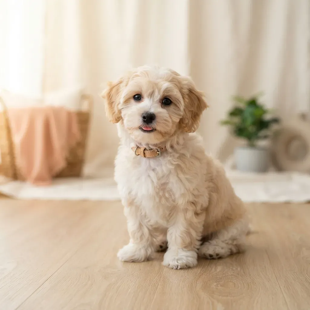 Cream and white female Shihpoo puppy available in Singapore