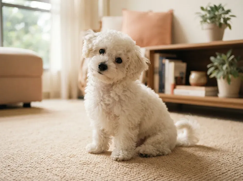 Curly white male Bichon Frise puppy available in Singapore