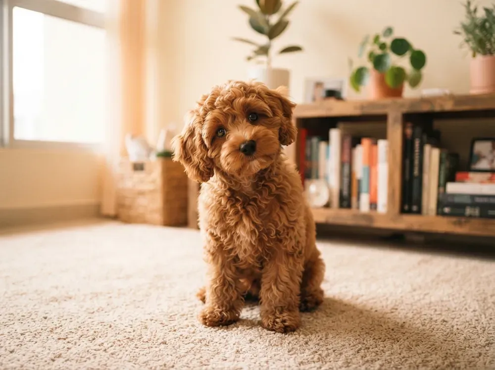 Apricot male Cavapoochon puppy available in Singapore