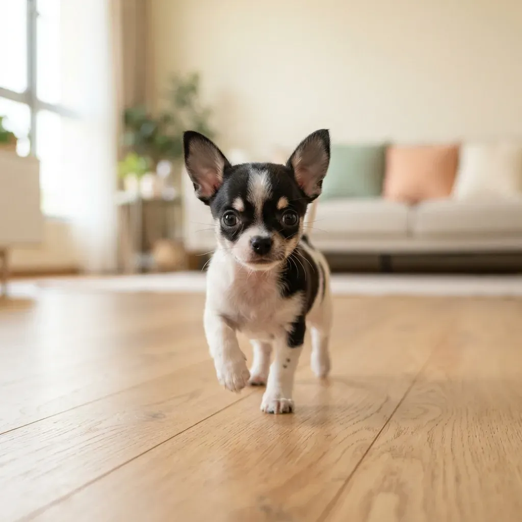 Black and white male Chihuahua puppy available in Singapore
