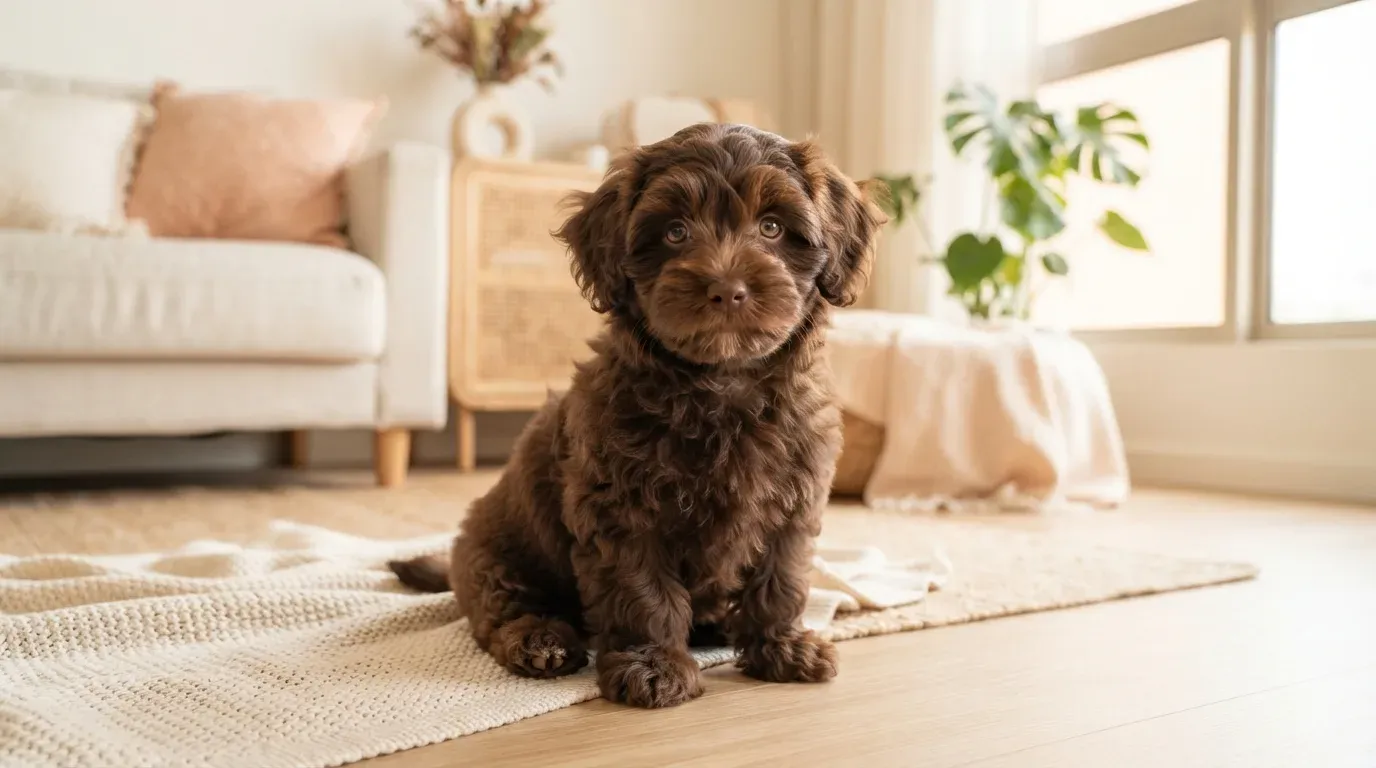 Chocolate Havanese puppy portrait, one of the Havanese puppies available in Singapore
