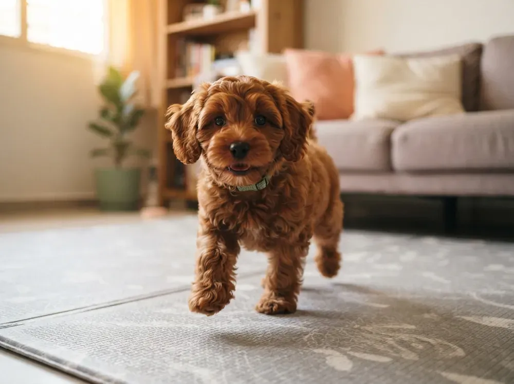 Red male Cavapoochon puppy available in Singapore