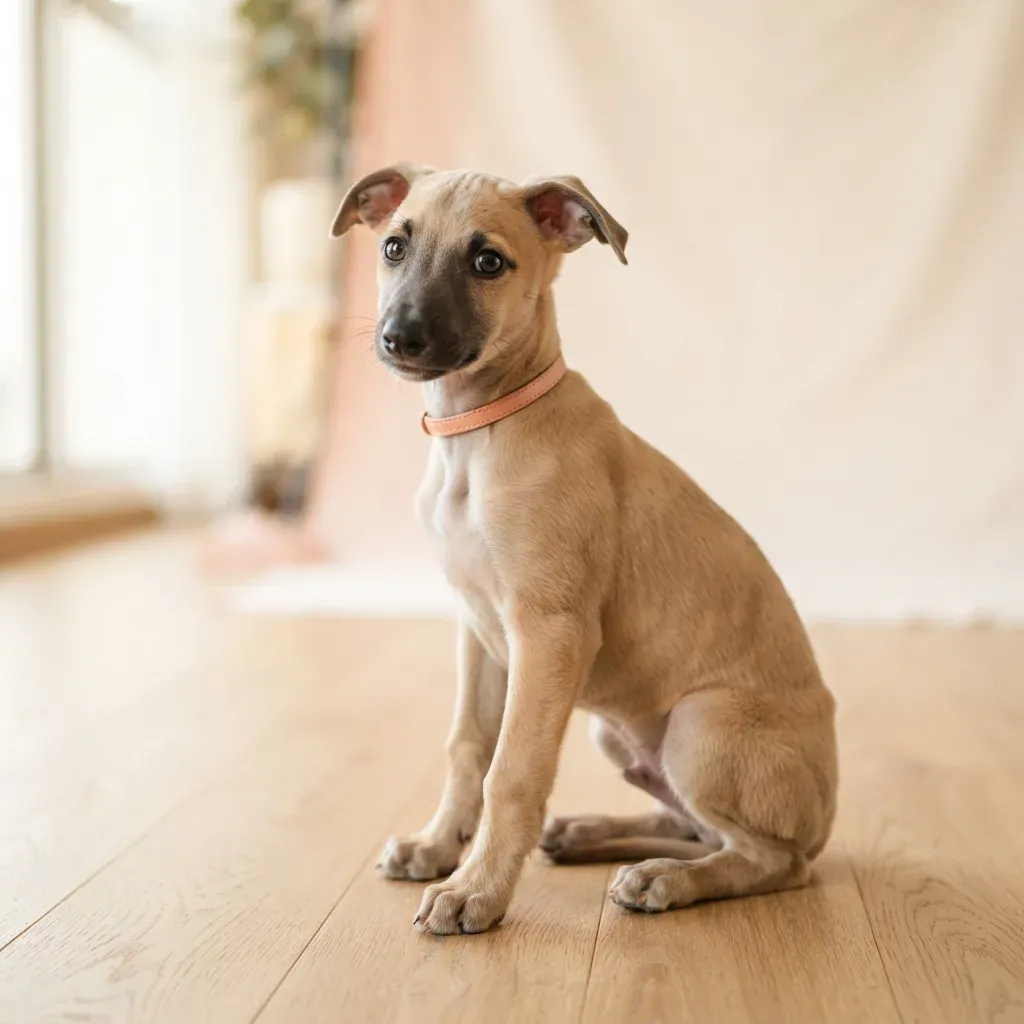 Whippet puppy, a gentle sighthound for private housing in Singapore (not HDB-approved)