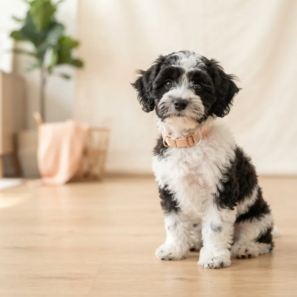 Black and white male Shihpoo puppy available in Singapore